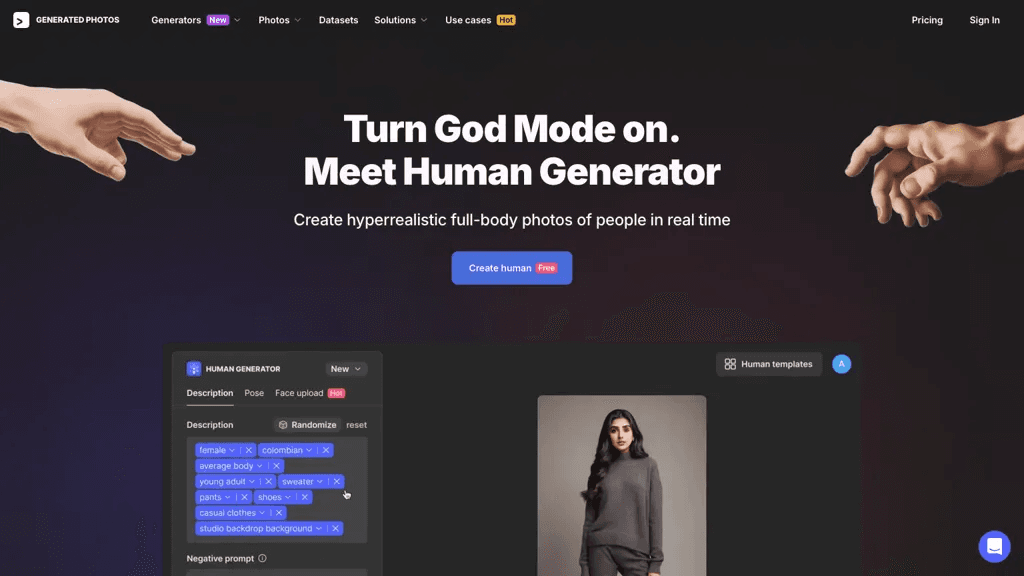 Human Generator 官网截图