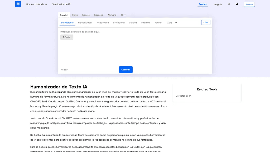 Humanizador de IA 工具截图