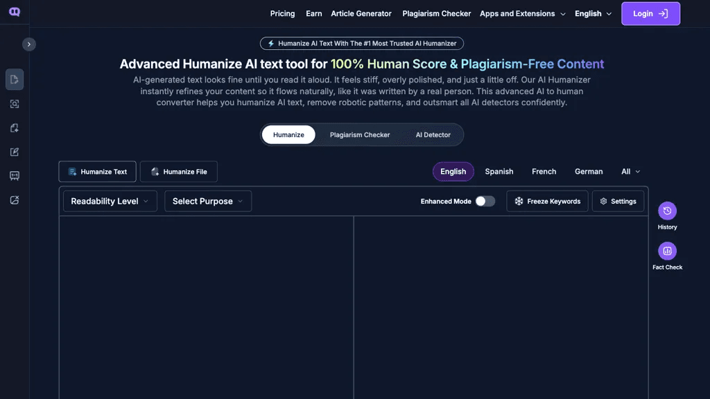 Humanize AI Text 工具截图