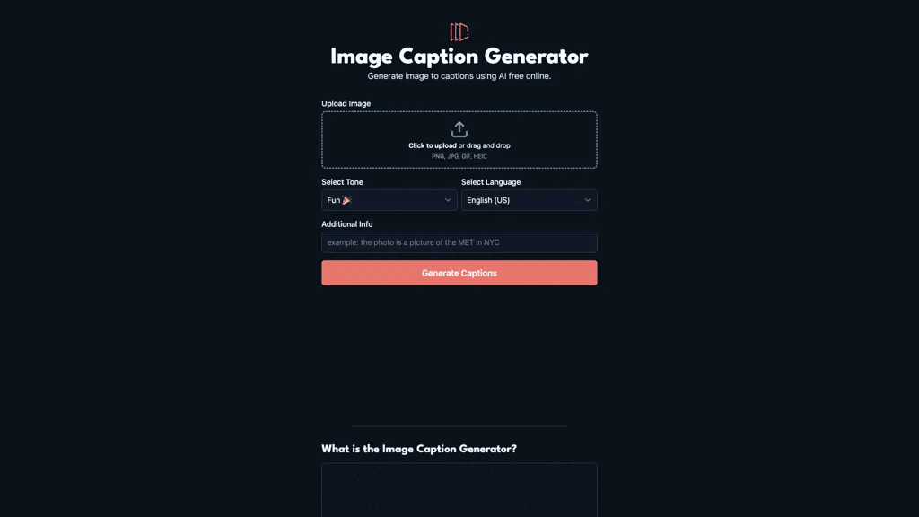 Image Caption Generator 工具截图