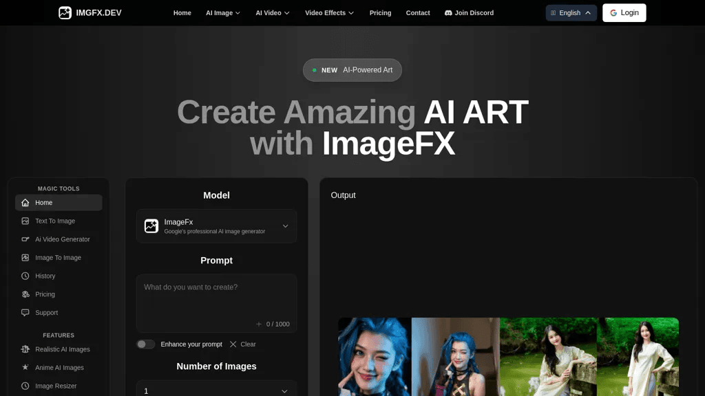 ImageFX.dev 工具截图