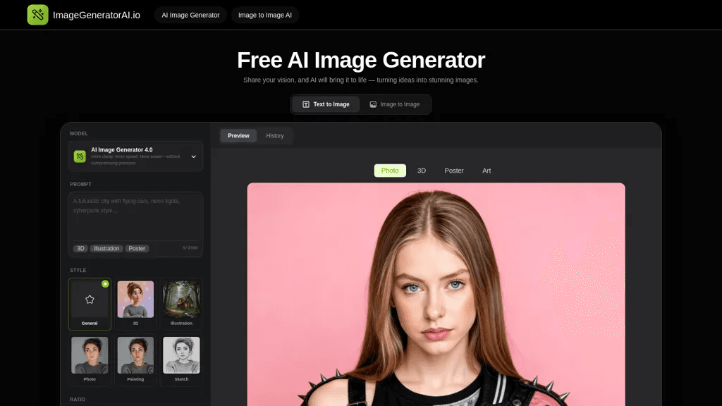 ImageGeneratorAI.io 工具截图