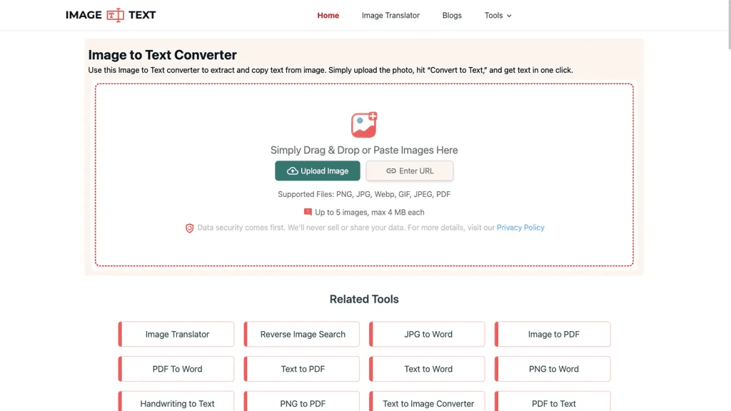 imagetotext.me 工具截图