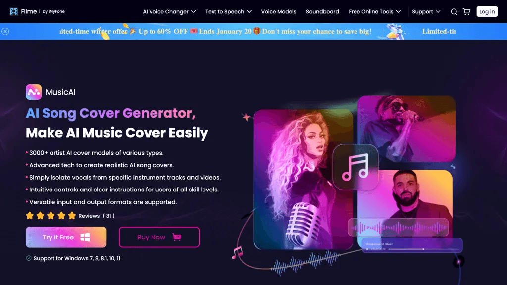 iMyFone MusicAI 官网截图