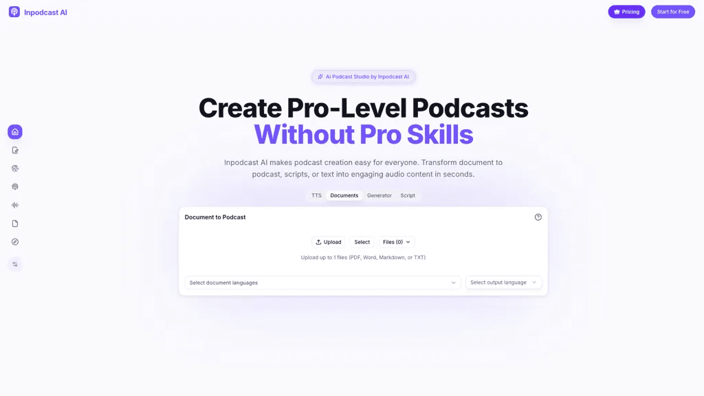 Inpodcast AI 工具截图