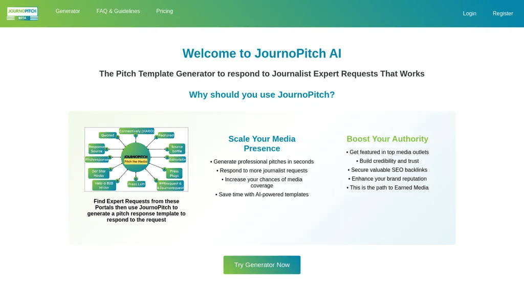 JournoPitch 工具截图