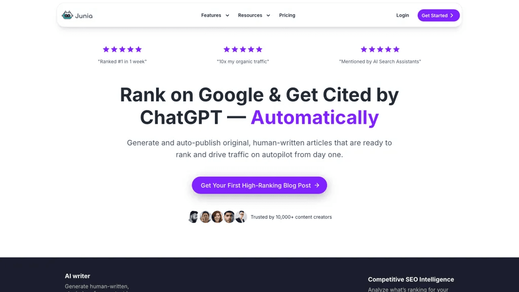 Junia.ai 官网截图