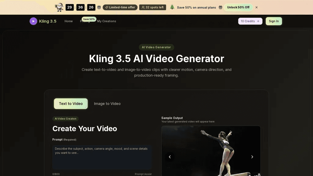 Kling3.5.org 官网截图