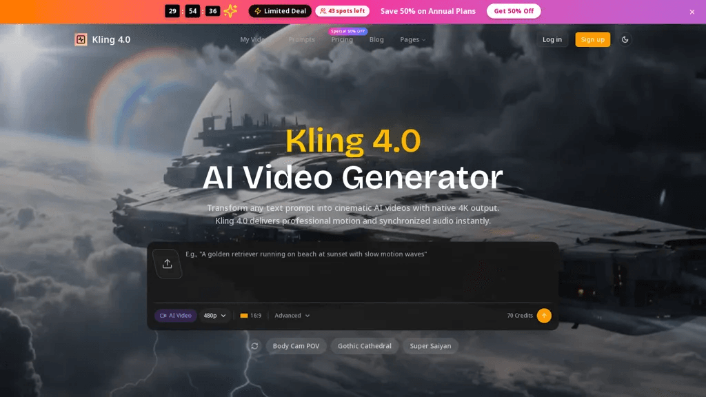 Kling4.org 官网截图