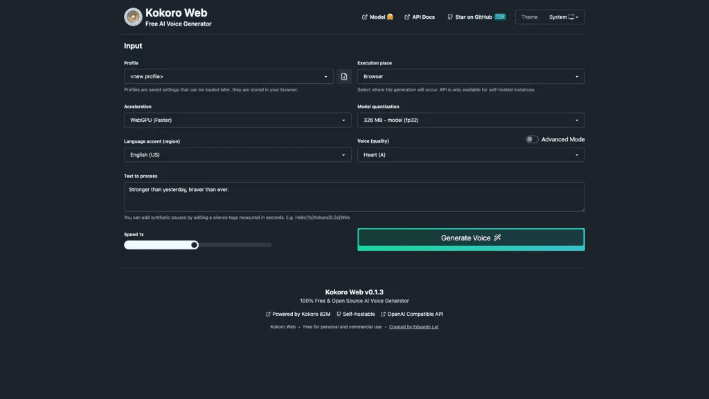 Kokoro Web 工具截图