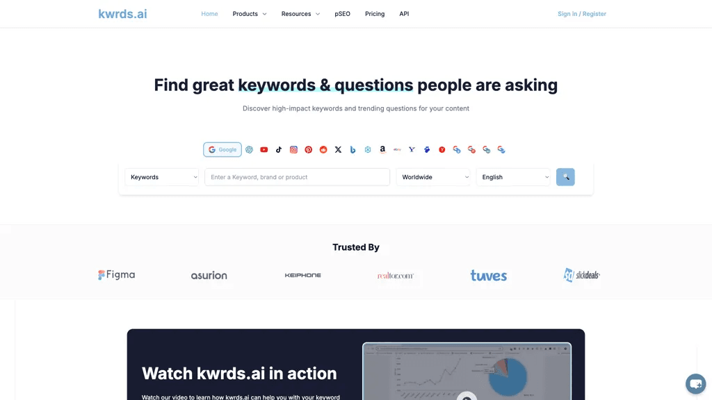 Kwrds.ai 官网截图