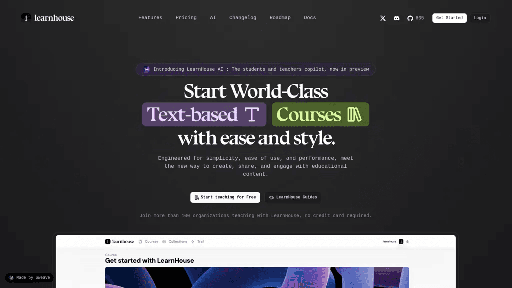 LearnHouse 官网截图