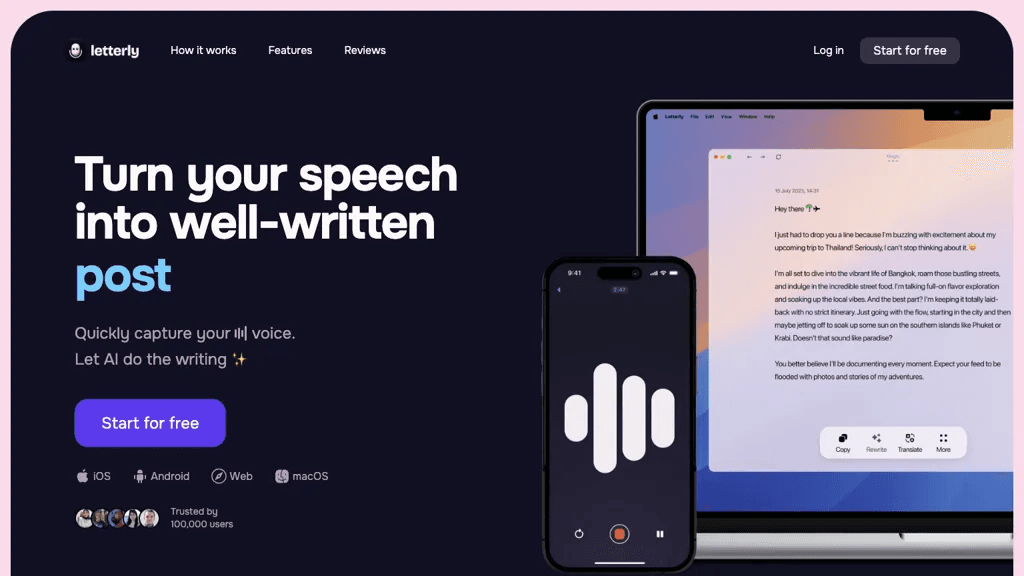 Letterly.app 官网截图
