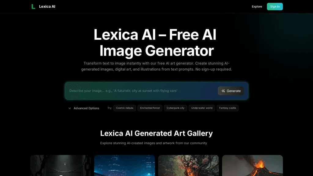 Lexica AI 工具截图