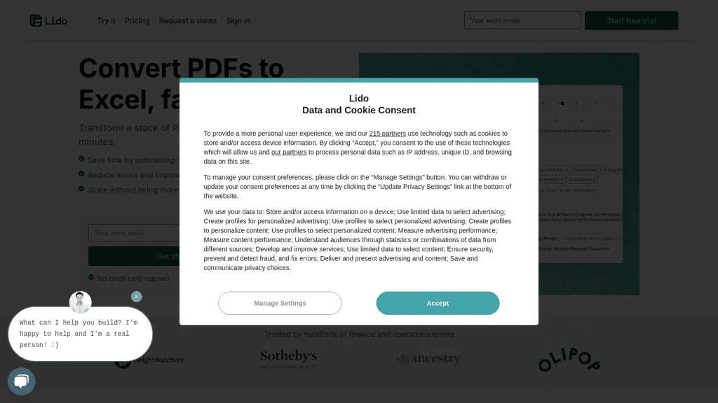 Lido PDF to Excel 官网截图
