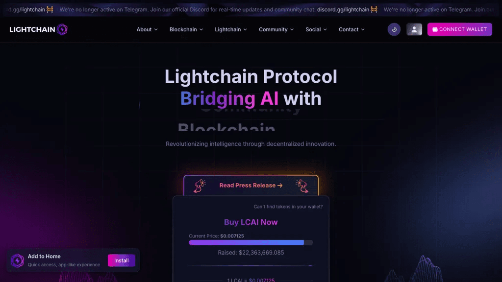 Lightchain ai 官网截图