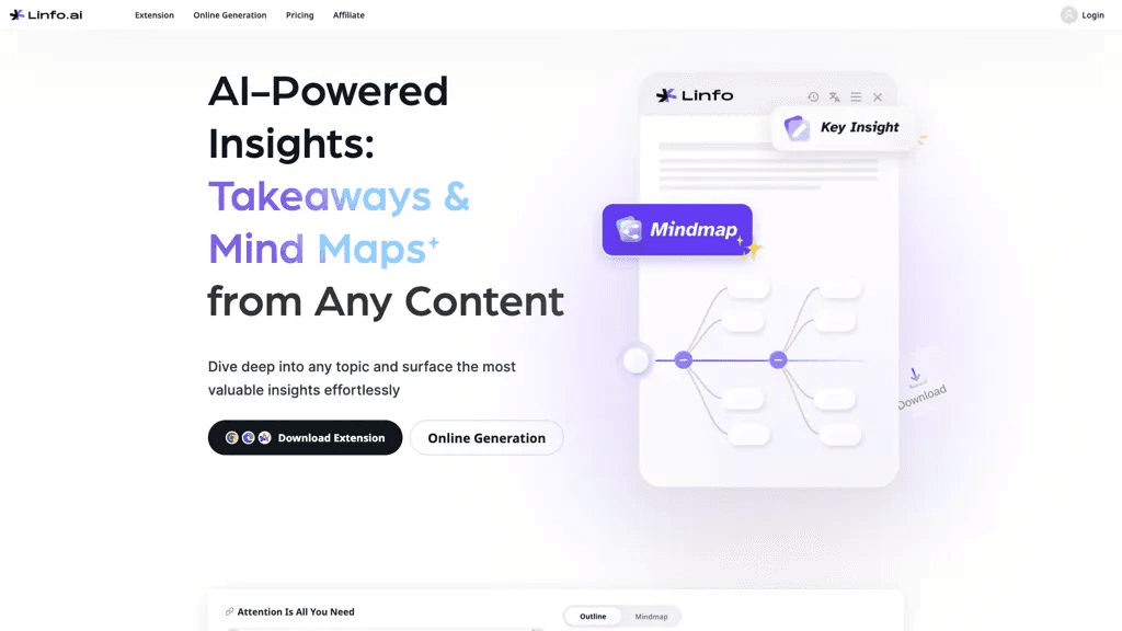 Linfo.ai 官网截图