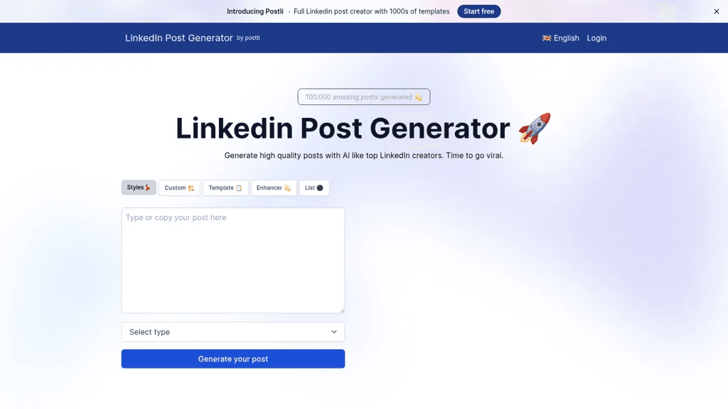 LinkedIn Post Generator 工具截图