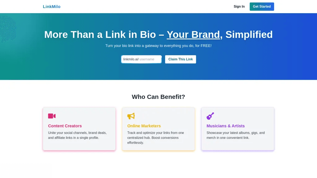 LinkMilo.AI 官网截图