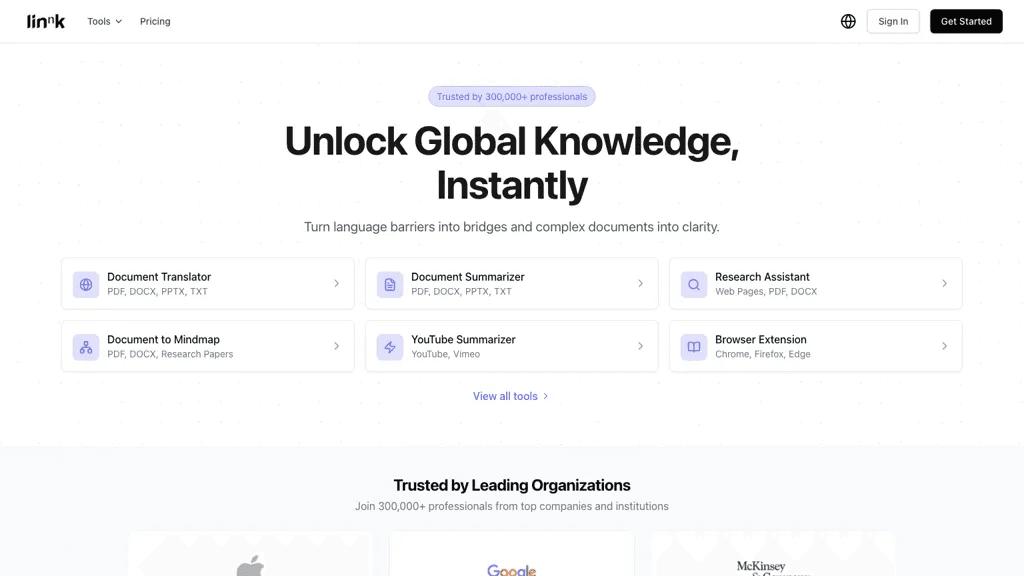 Linnk.AI 工具截图