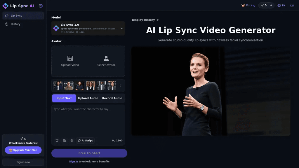 Lip Sync AI 官网截图