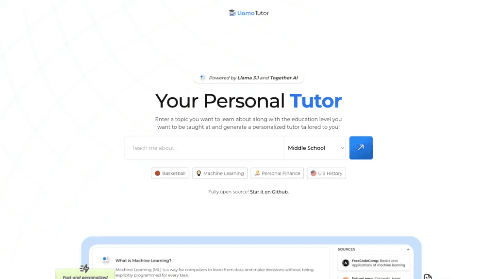 Llama Tutor 工具截图