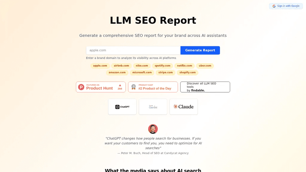 LLM SEO Report 工具截图