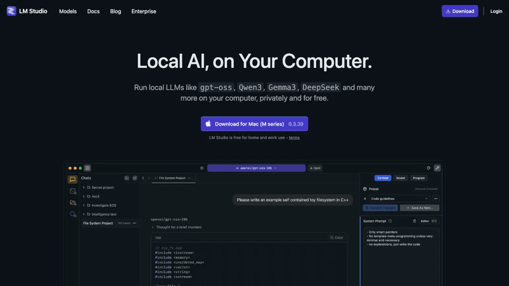 Lmstudio.ai 官网截图