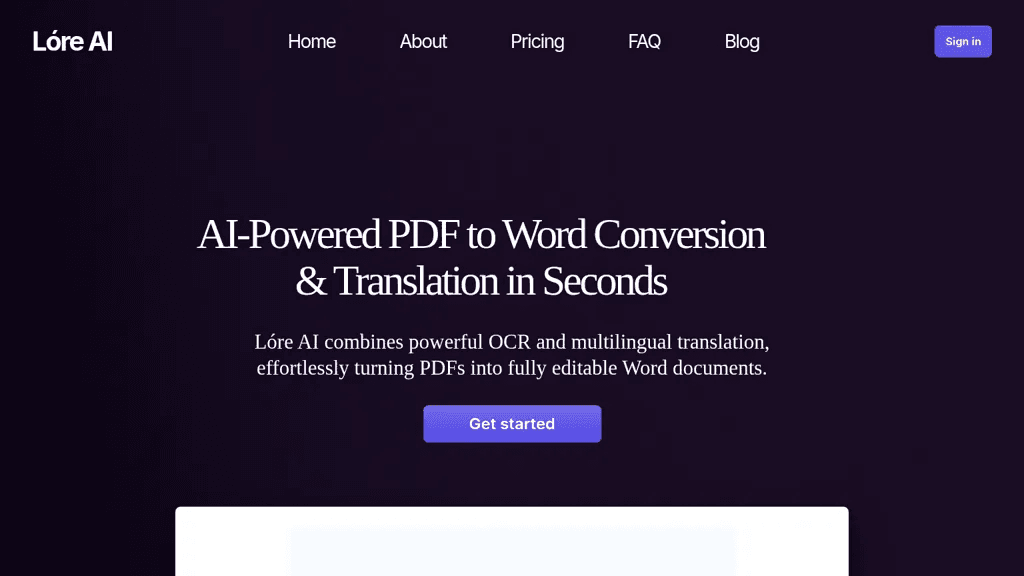 Lóre AI 官网截图