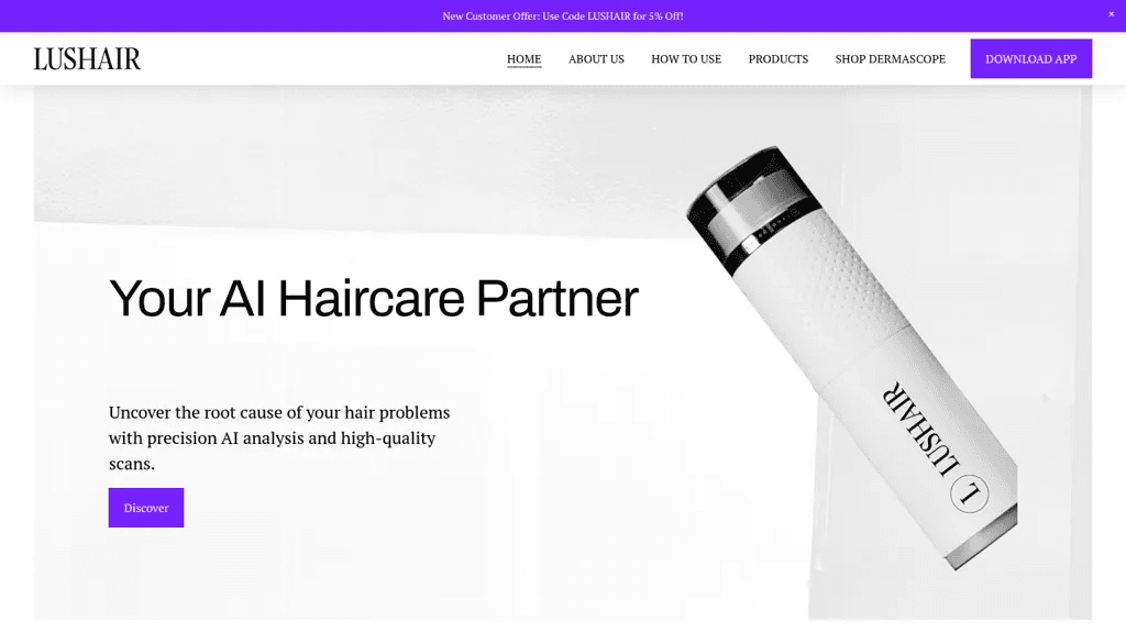 Lushair AI 官网截图