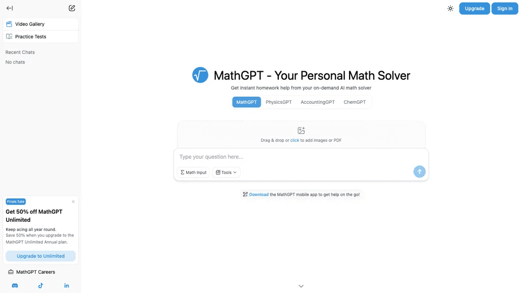 MathGPT 官网截图