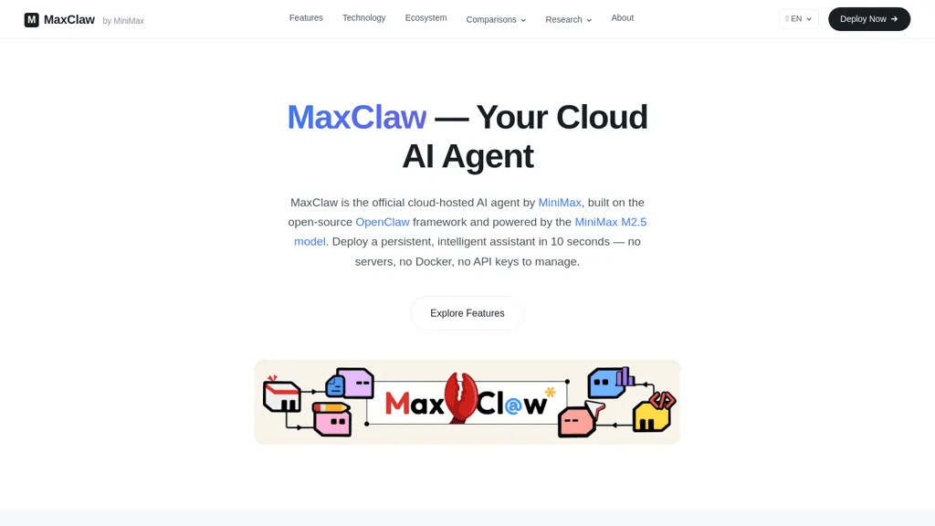 MaxClaw AI 官网截图