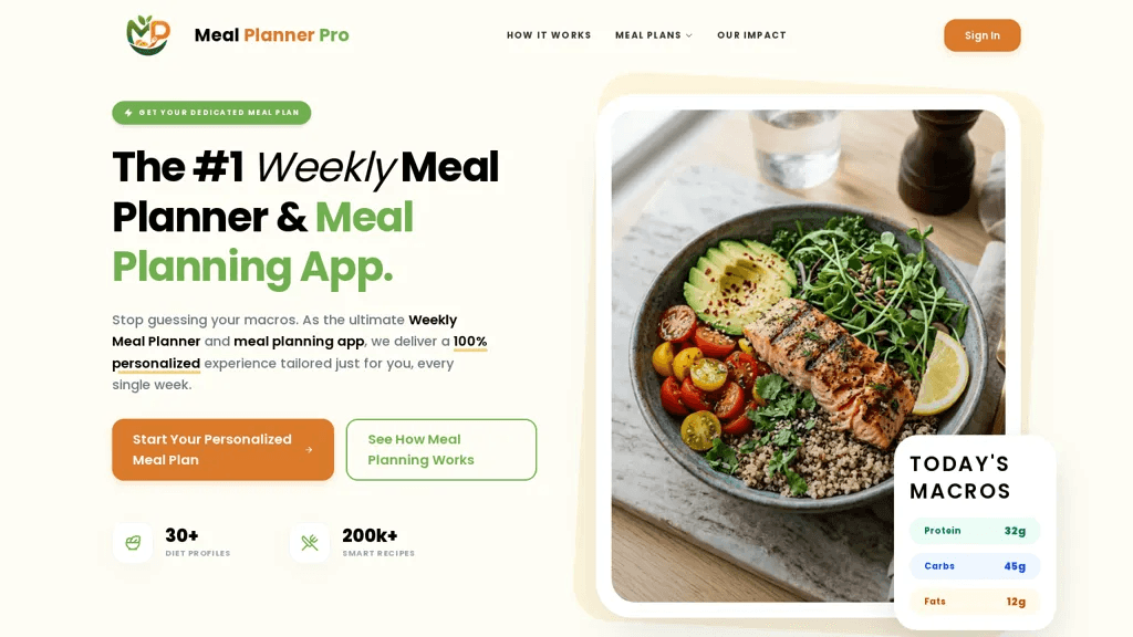 Meal Planner Pro 工具截图