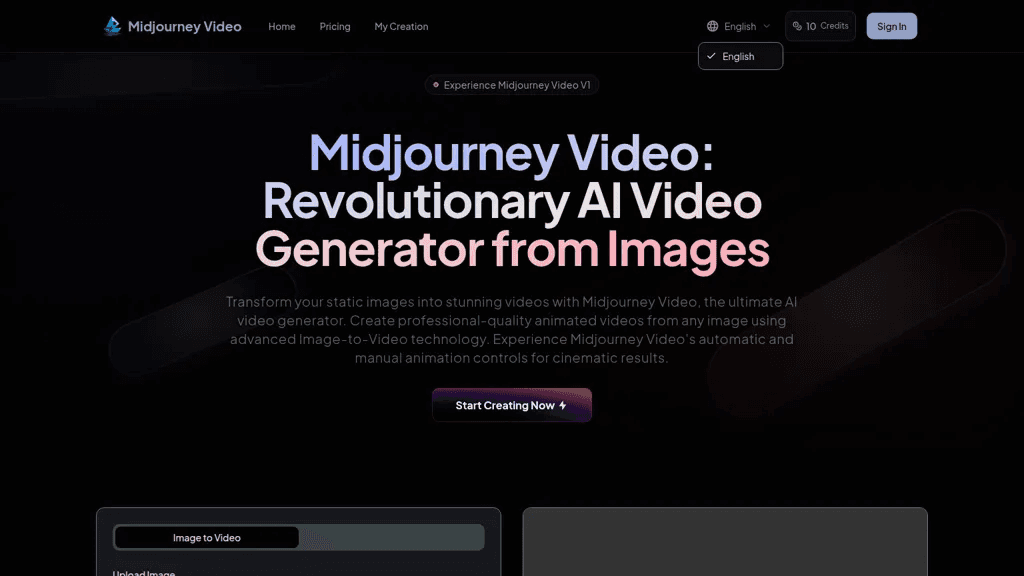 Midjourney Video 官网截图