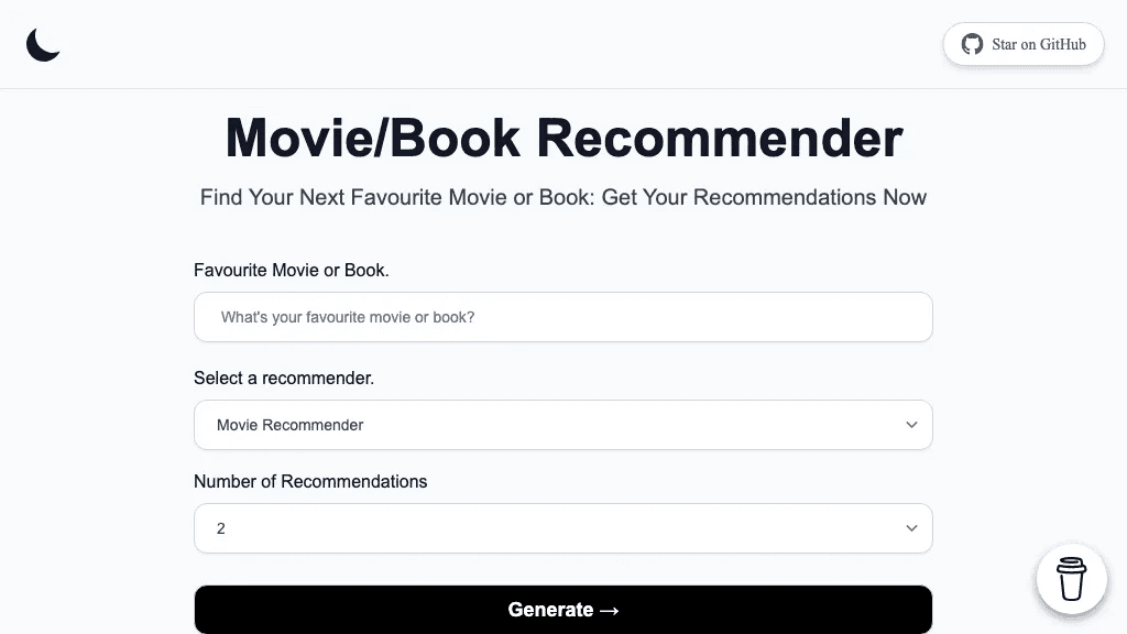 Movie & Book Recommender 工具截图