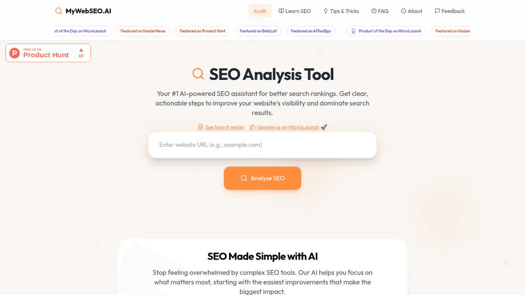 MyWebSEO.AI 工具截图