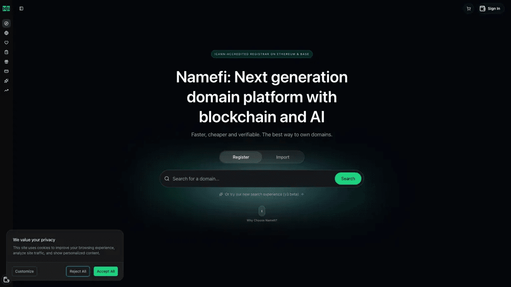 Namefi 官网截图