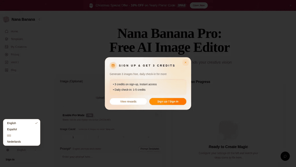 Nana Banana Pro 官网截图