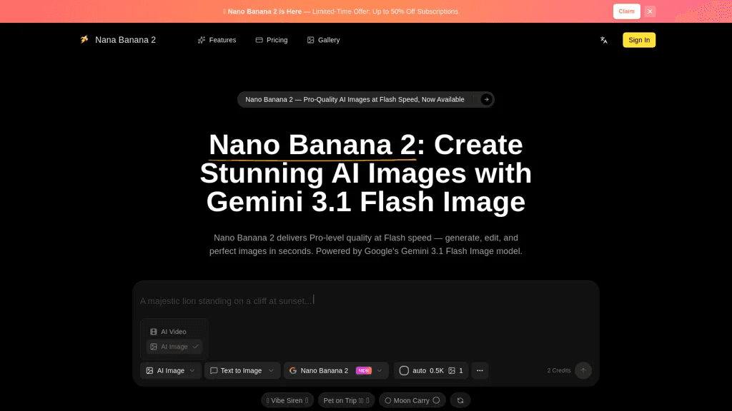 NanaBanana2Flash 官网截图
