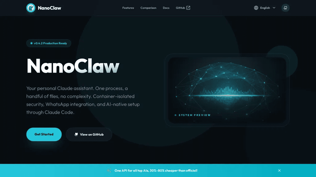 NanoClaw 官网截图