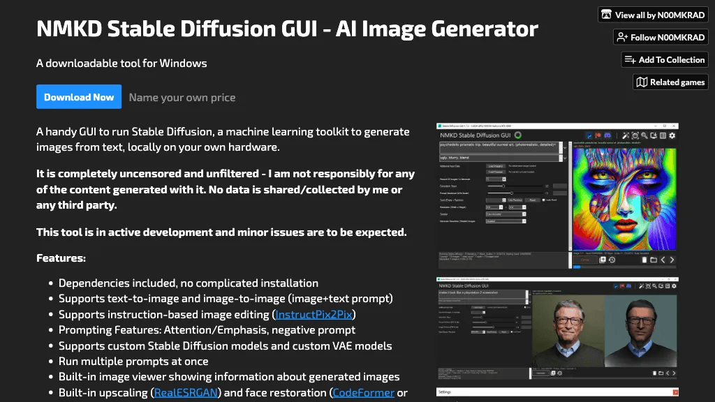 NMKD Stable Diffusion 工具截图