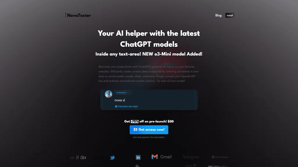 Novatexter 官网截图