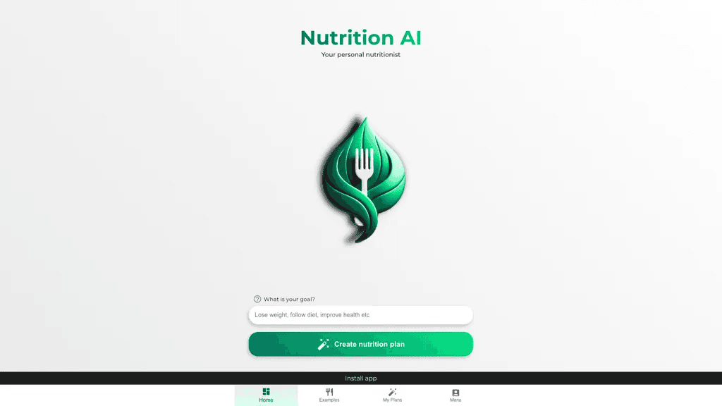 NutritionAI 官网截图