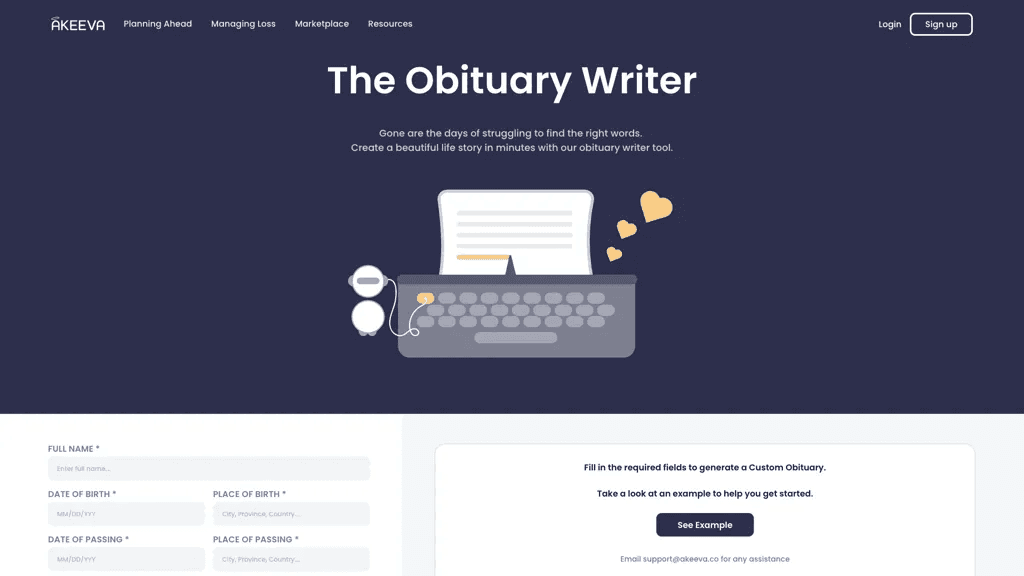 Obituary Writer 工具截图
