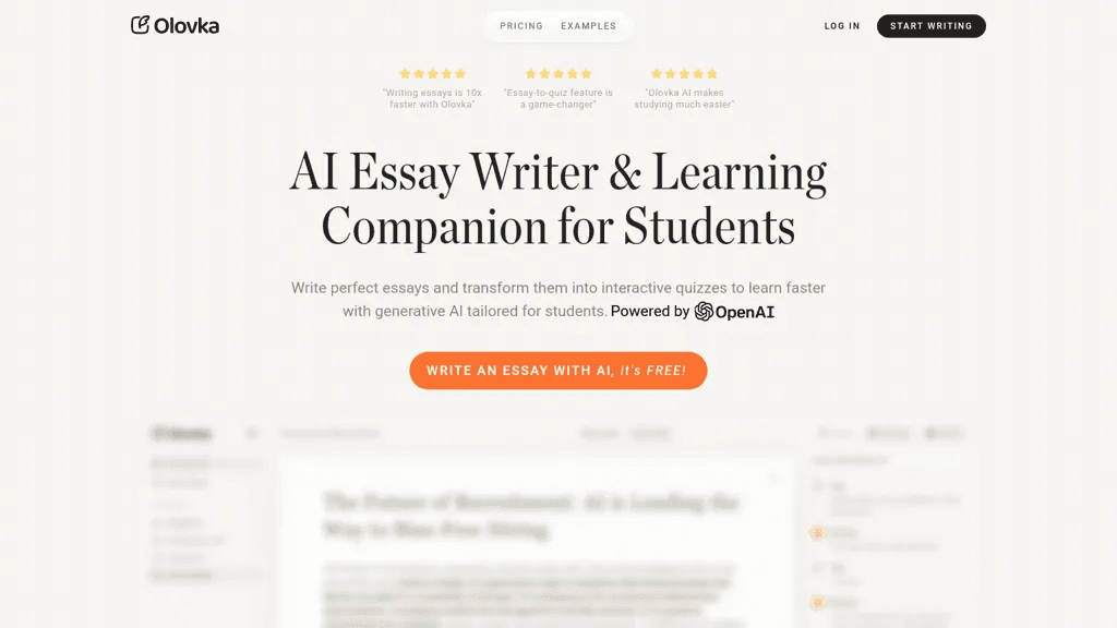Olovka AI Essay Writer 工具截图