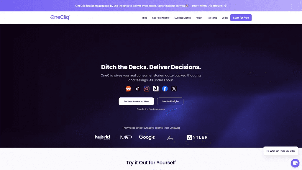 OneCliq 官网截图