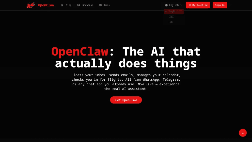Open-claw.org 官网截图