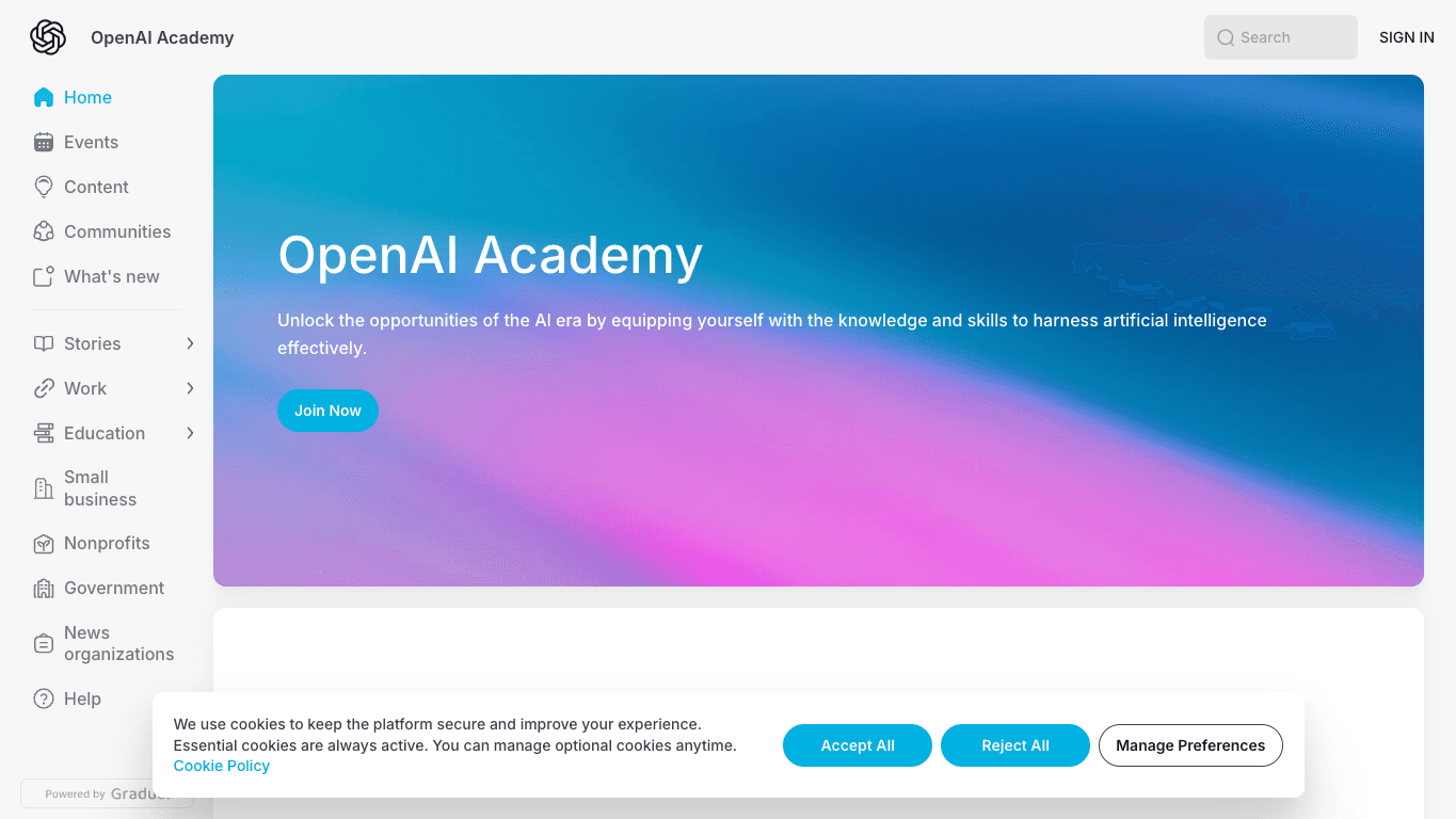 OpenAI academy 工具截图