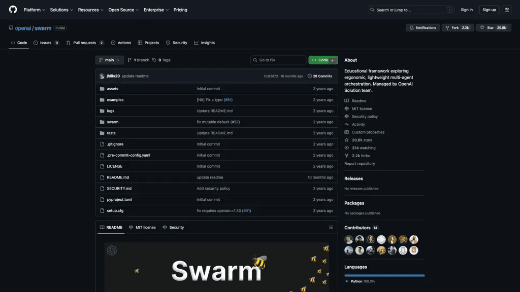 OpenAI swarm 官网截图
