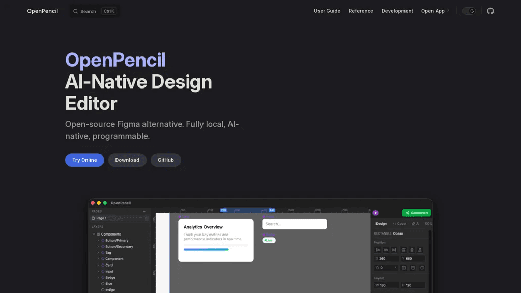 OpenPencil.dev 工具截图